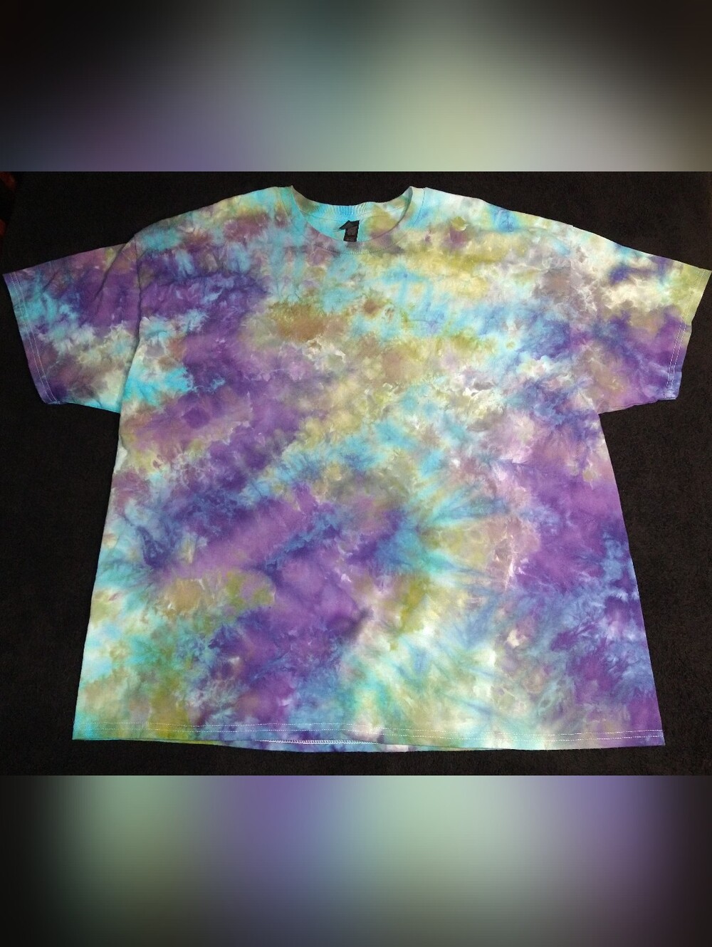 Light Blue, Green And Purple Ice Dye Tie Dye T Shirt ~ Sz 3XL
